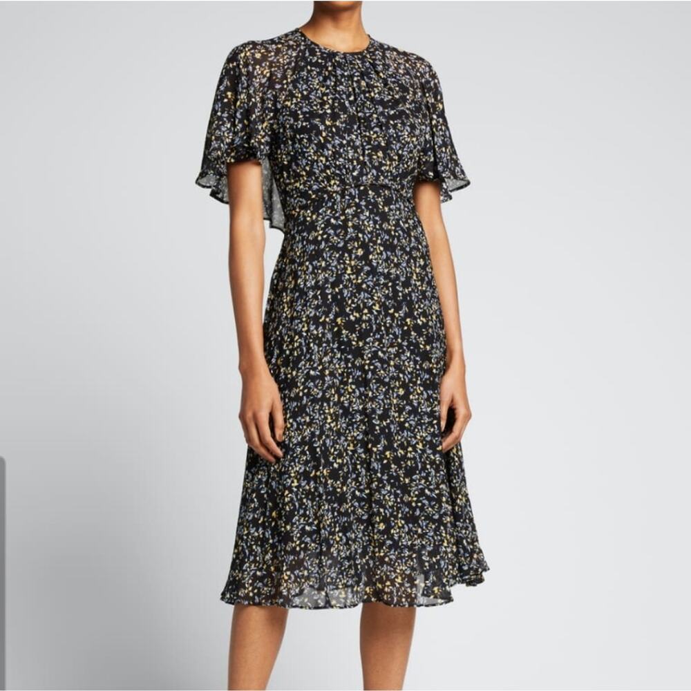 Rickie Freeman for Teri Jon Black Floral Midi Dress